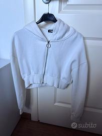 Felpa Cropped Bianca con Zip (TW)
