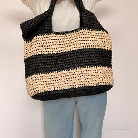 Borsa in paglia a righe