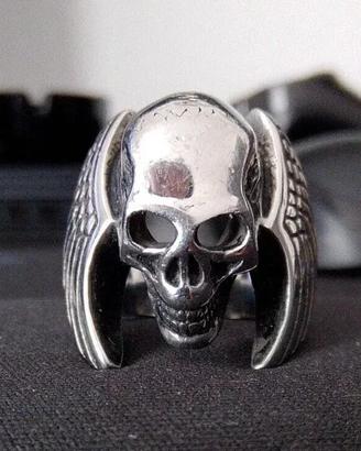 Anello con Teschio Con Ali - Acciaio