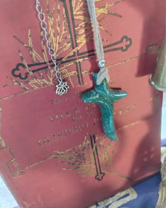 Unisex croce Dragonfly pietra amazzonite talismano