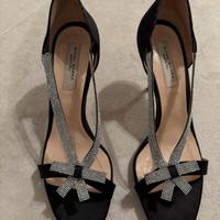 Sandali tessuto nero e strass n . 41