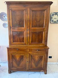 Antica credenza libreria in legno di noce massello
