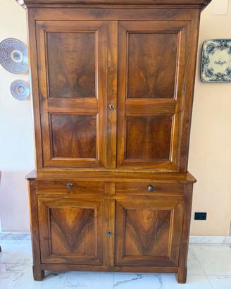 Antica credenza libreria in legno di noce massello