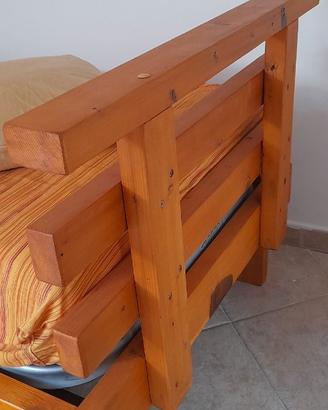 LETTO SINGOLO ARTIGIANALE LEGNO -SPECCHIO VINTAGE
