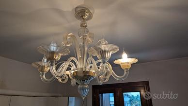 Lampadario 6 luci in vetro di Murano