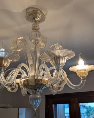 Lampadario 6 luci in vetro di Murano