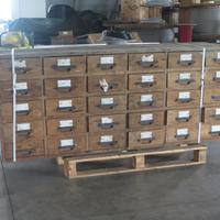 Cassettiera antica schedario farmacia con cassetti