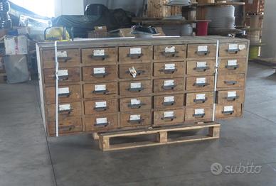 Cassettiera antica schedario farmacia con cassetti