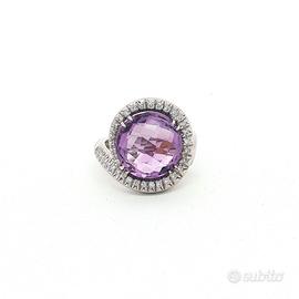 Anello oro con ametista viola taglio briolé