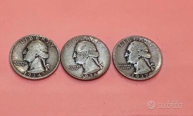 Quarto di dollaro Stati Uniti argento 3 pezzi 