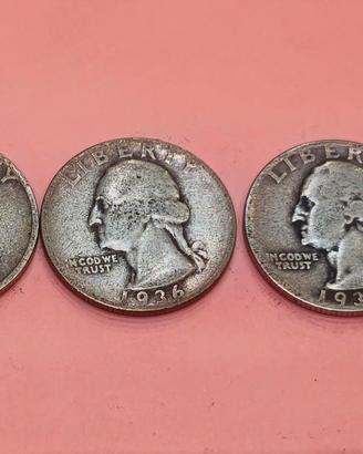 Quarto di dollaro Stati Uniti argento 3 pezzi 