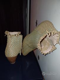 tronchetto pelle intrecciata verde n.37