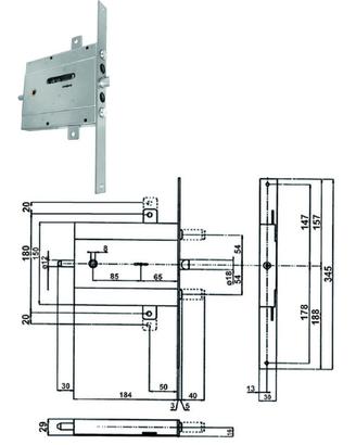SERRATURA PORTA BLINDATA 133Y5 - SX (Y133Y565280)
