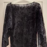 Magliet leggera trasparente ricami maniche pipistr