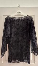 Magliet leggera trasparente ricami maniche pipistr