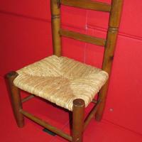 Sedia baby in paglia e legno per bambini