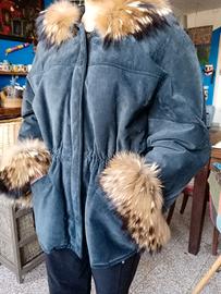 Giacca da donna in camoscio blu