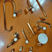 Set da bagno in ottone e marmo vintage