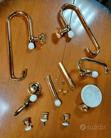 Set da bagno in ottone e marmo vintage