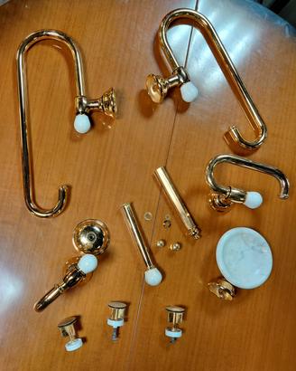 Set da bagno in ottone e marmo vintage