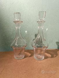 Coppia Bottiglie In Cristallo Anni 50 Antiquariato