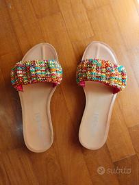 Ciabatte estive donna n. 37 con perline colorate