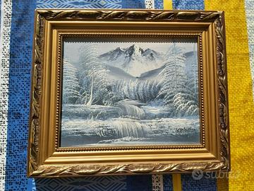 Dipinto olio su tela quadro natura morta paesaggio