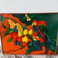 Quadro papagallo e fruttra colori vivaci
