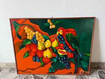 Quadro papagallo e fruttra colori vivaci