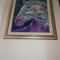 Quadro fantasia ricamato a mano mezzo punto