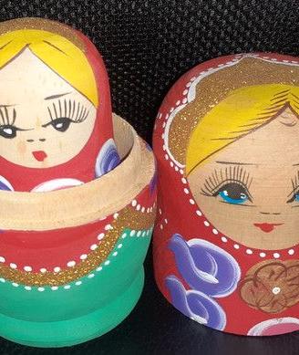 Modellino bambola Matrioska legno dipinto vintage