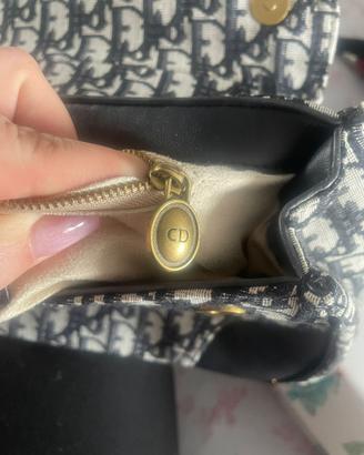 Borsa stile Saddle Christian Dior in tela Oblique