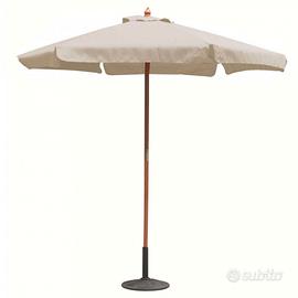 Ombrellone da Giardino Ecrù Rotondo Ø 3 m in Legno