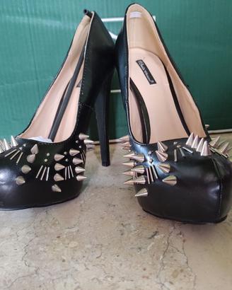 Scarpe nere tacco punk spikes 38 NUOVE