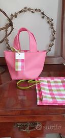 mini bag ecopelle rosa,  nuova 