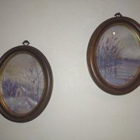 Due dipinti ovali paesaggi invernali