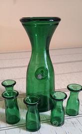 CARAFFA/DECANTER/BOTTIGLIA  verde  vetro soffiato 