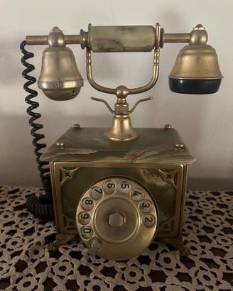 Telefono vintage stile antico in ottone e onice –