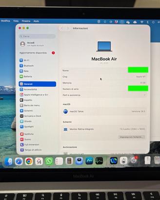MacBook Air M1 2020 13,3" 8GB 512GB - batteria 85%