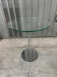 Tavolino rotondo design moderno vetro/metallo