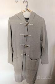 Cardigan lungo con cappuccio e alamari (taglia M)