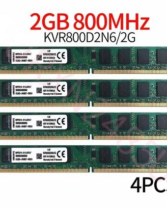 Kingston 8GB (4x2GB) DDR2 800MHz RAM per PC Deskto