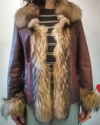 Giacca di pelle con pelliccia Mira furs