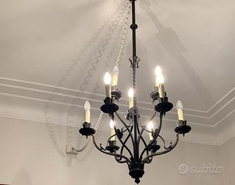 lampadario in ferro battuto restaurato