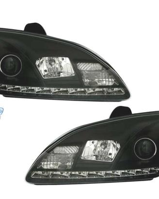 FARI FORD FOCUS 04-08 LUCE DIURNA REALE FONDO NERO