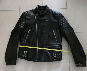 Giacca donna pelle nera tipo moto