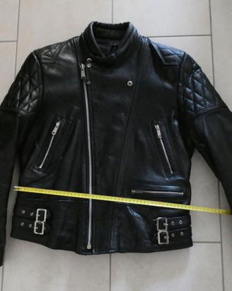 Giacca donna pelle nera tipo moto