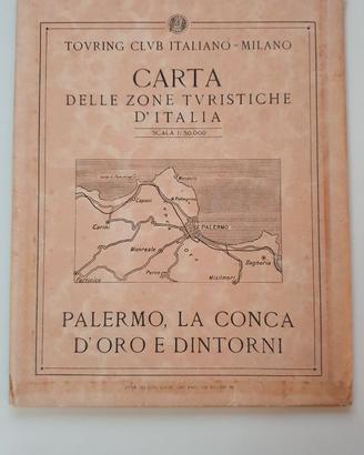 Antica Carta Turistica TCI 1928 Palermo ConcaD'oro