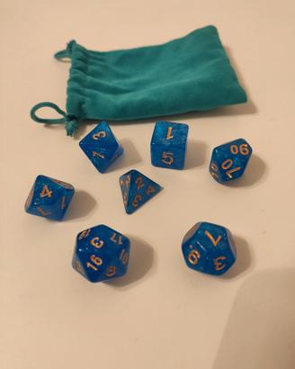 Set dadi blu con brillantini