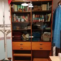 libreria in legno con vetri 